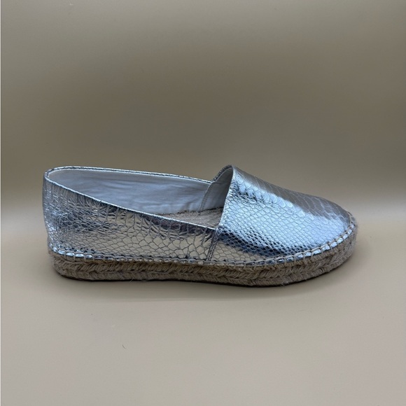 JACK ROGERS Palmer Espadrille Snake Embossed Silver Size 9.5 - Picture 8 of 11